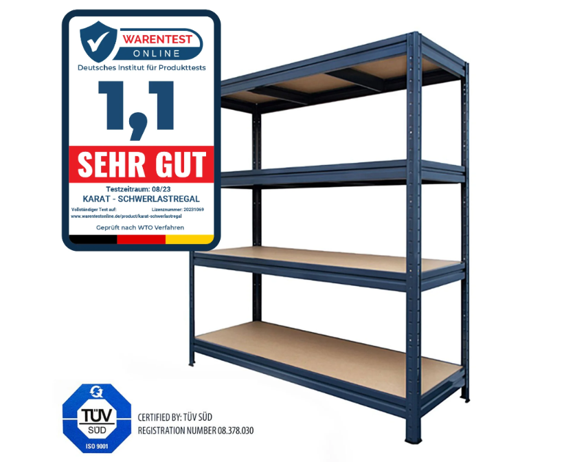 Rayonnage à grande portée | Bleu | Capacité de charge jusqu'à 1600 kg | 6 tailles