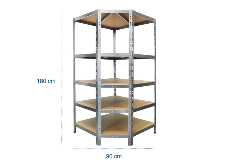 Etagère d'angle | Capacité de charge élevée | Disponible en 2 couleurs - Galvanisé