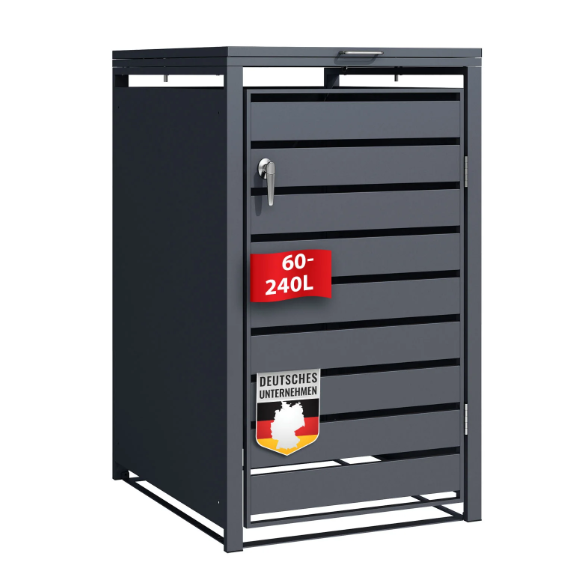 Abri pour poubelles | Magnus | Habillage de poubelle anthracite résistant aux intempéries avec cadre en acier inoxydable | 1-3 portes | Convient pour les poubelles de 60-240 L