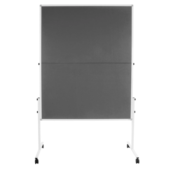 Tableau d'animation en feutre | Pliable | Avec roulettes | 150 x 120 cm - Gris