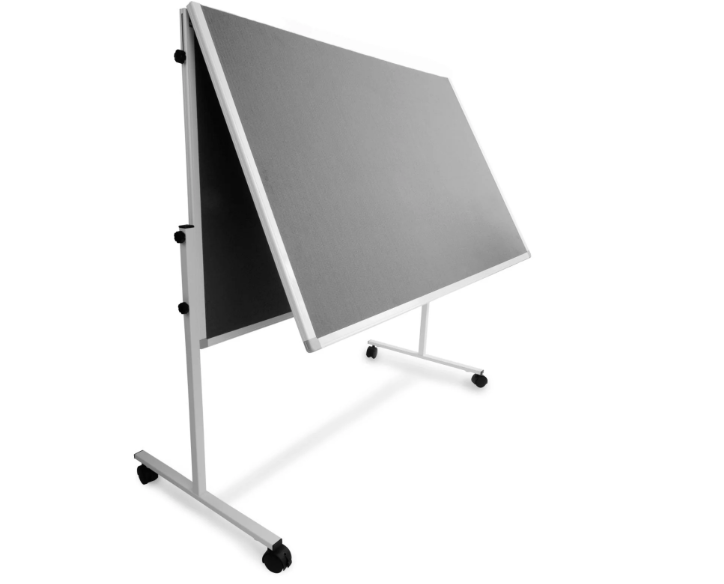Tableau d'animation en feutre | Pliable | Avec roulettes | 150 x 120 cm - Gris