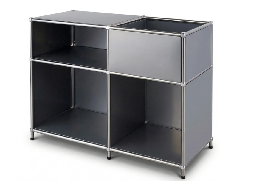 Étagère métallique | Étagère sur pied avec 3 niveaux & compartiment de rangement | Étagère cuisine, bureau & salon