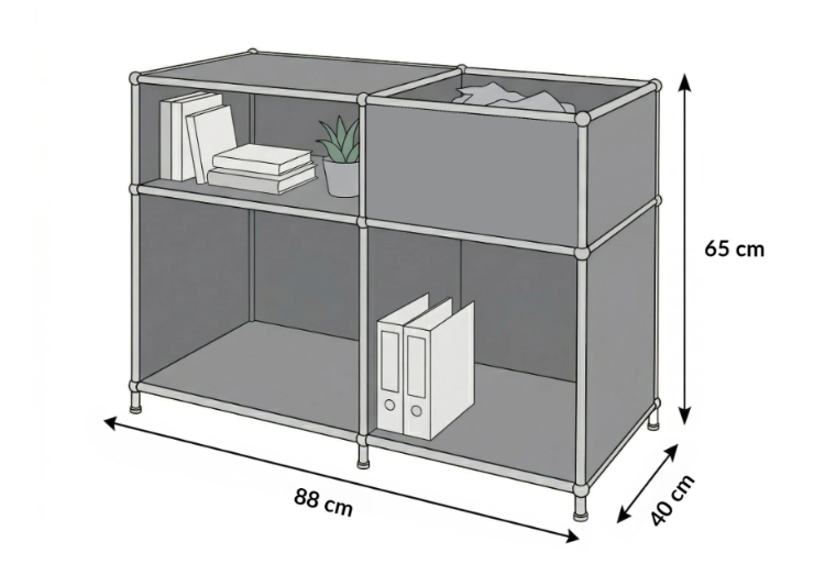 Étagère métallique | Étagère sur pied avec 3 niveaux & compartiment de rangement | Étagère cuisine, bureau & salon