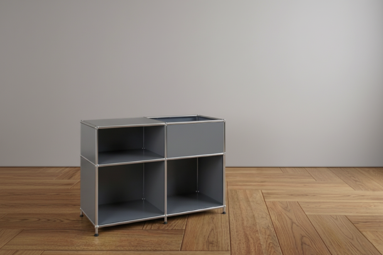Étagère métallique | Étagère sur pied avec 3 niveaux & compartiment de rangement | Étagère cuisine, bureau & salon